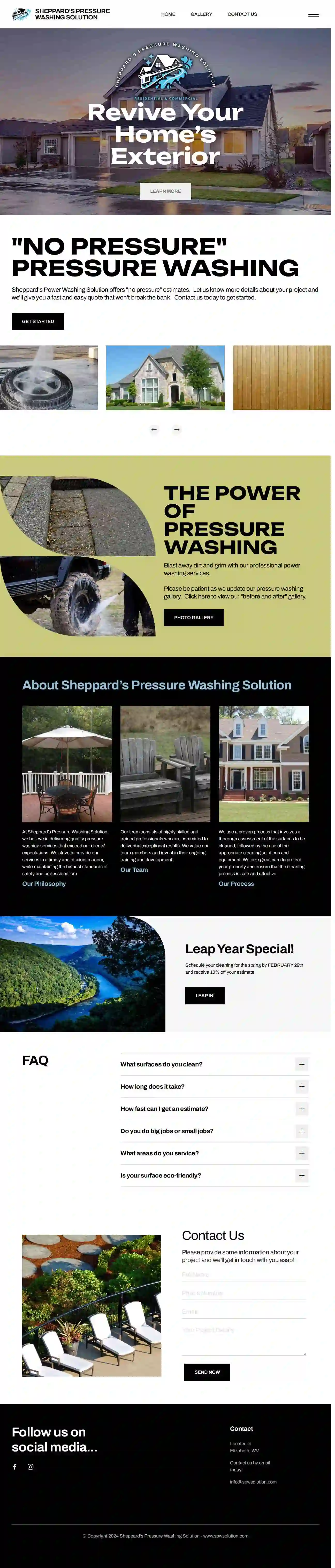 Sheppard's Pressure Washing Solution