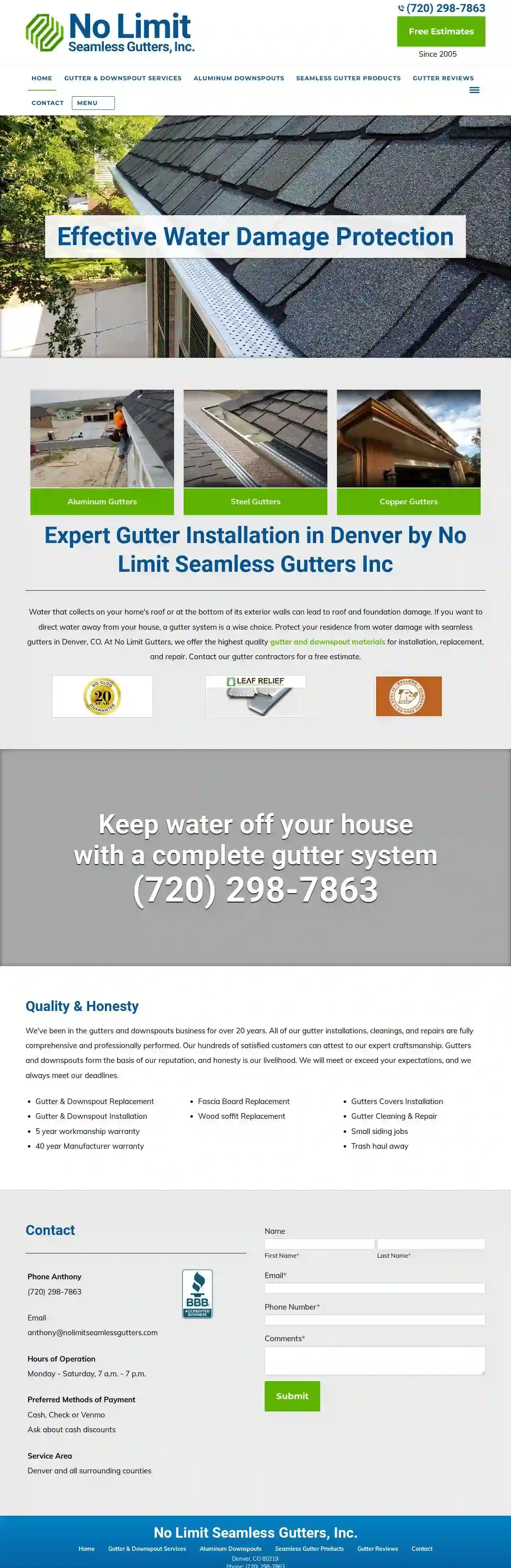 No Limit Seamless Gutters Inc